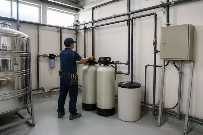 高雄行政大樓全戶軟水安裝工程｜地下室機房｜添源淨水案例