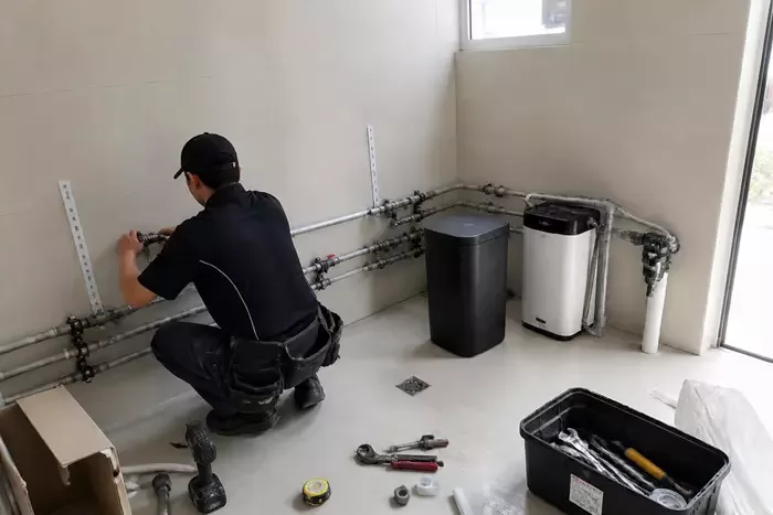 高雄辦公大樓軟水安裝工程｜水錶室管路安裝｜添源淨水案例
